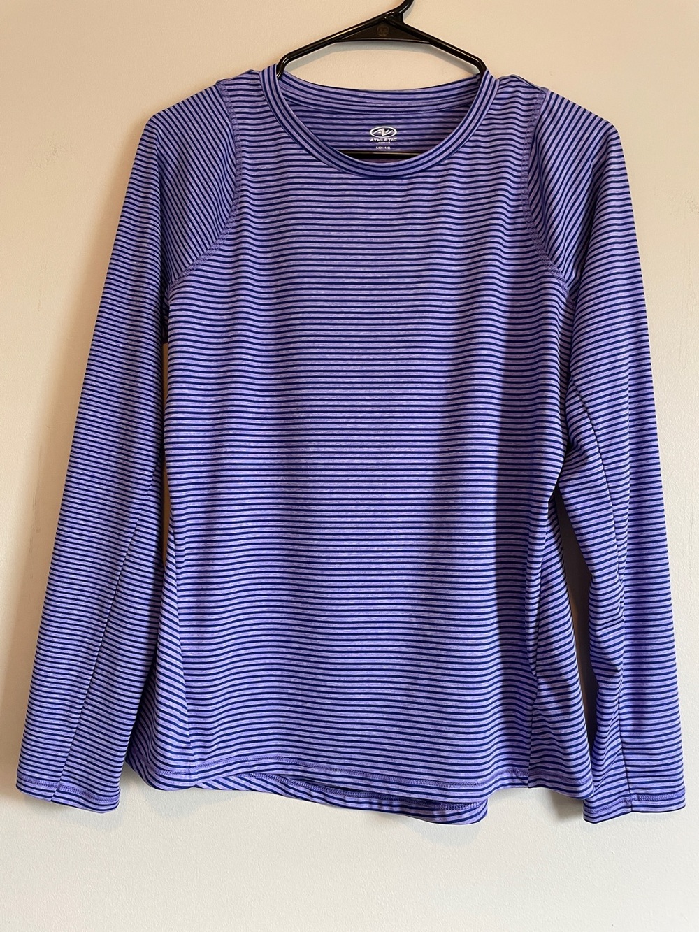 Athletic Works Purple and Black Striped Long-Sleeve Tee